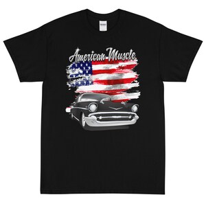 1957 Onyx Black Chevy Bel Air American Muscle Printed T-shirt Shirt