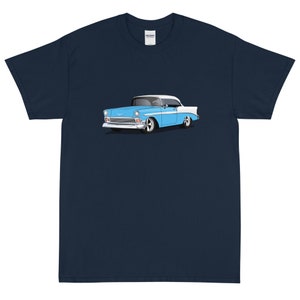 1956 Nassau Blue & White Chevrove Bel Air bedrucktes T-Shirt Hemd