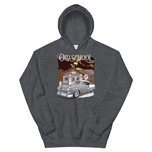 1955 Silver Gray Chevrolet Bel Air Old School Printed Hoodie