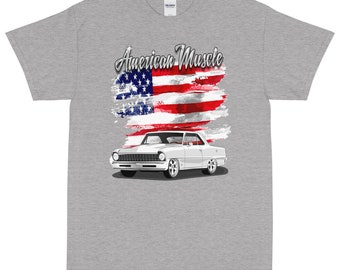 1967 Provincial White Chevy Nova Maglietta Stampata American Muscle Maglietta