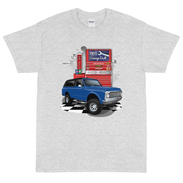 1972 Blue Chevrolet K10 Blazer Garage Built Printed T-Shirt Shirt