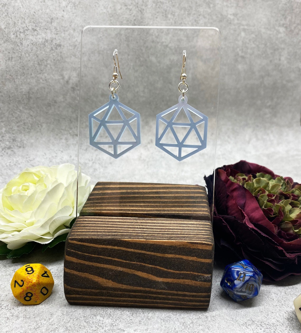 Dice Drop Earrings Dice Charm Earrings D20 Earrings Dice Etsy UK