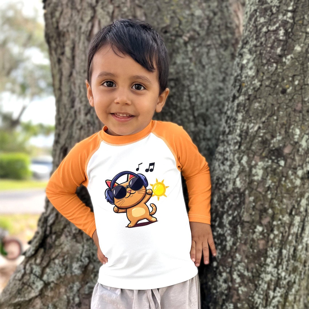 Cat Rash Guard Cat Vibes - Kids Rash Guard - Long Sleeve - Beach Sun Protection - Etsy