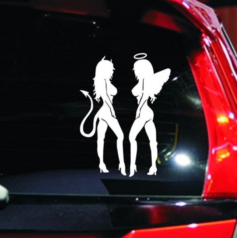 Sexy Girl Angel and Demon STAND CROUCH Vinyl Decal - Etsy UK