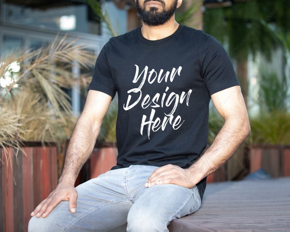 Black Shirt Mock Up Male Model Bella Canvas Bella Canvas Etsy