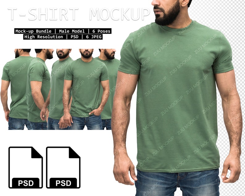 Download TShirt Mockup Bundle Military Green T-Shirt Mock-up Shirt ...