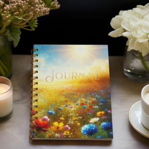 Floral Sunlight Spiral Notebook, Nature Journal, Inspirational Writing Pad, Dream Diary, Gift for Spring Lovers, Stationery, For Her, Wild
