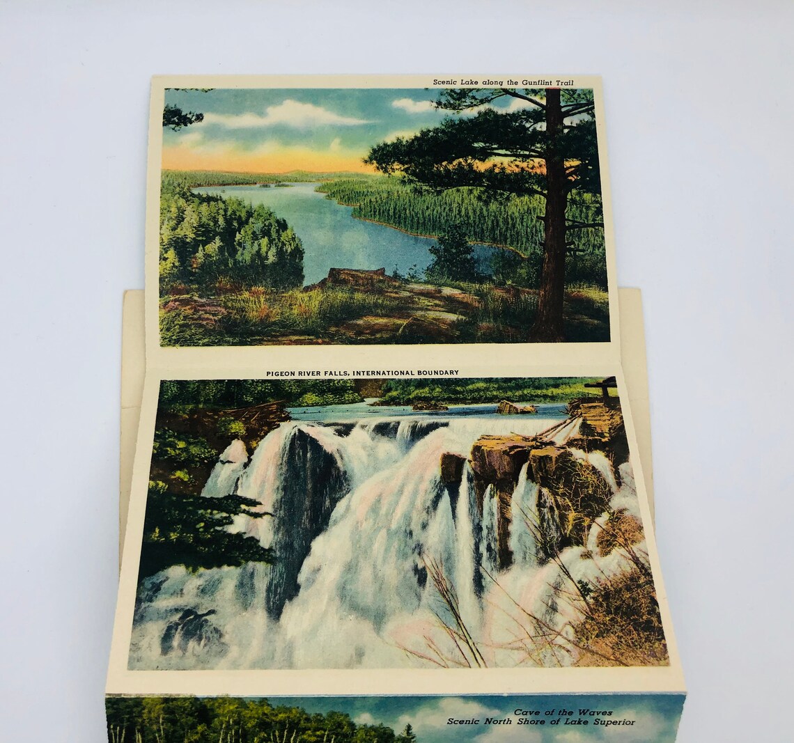 Lake Superior Postcard Folder Vintage 1950 Scenic Drive Etsy