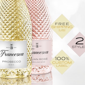 Custom Prosecco Champagne Wine Label. Free Proofing. Free US Shipping.