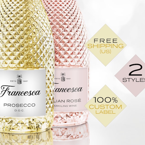 Custom Prosecco Champagne Wine Label. Free Proofing. Free US Shipping.