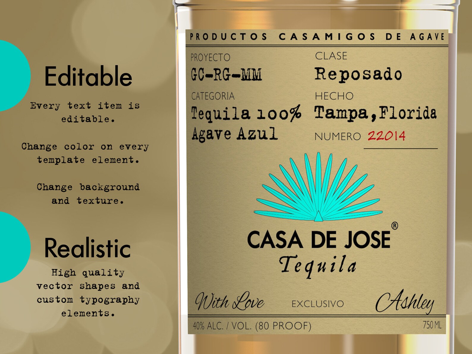 Casamigos Tequila Label for Customization. Printable and Etsy