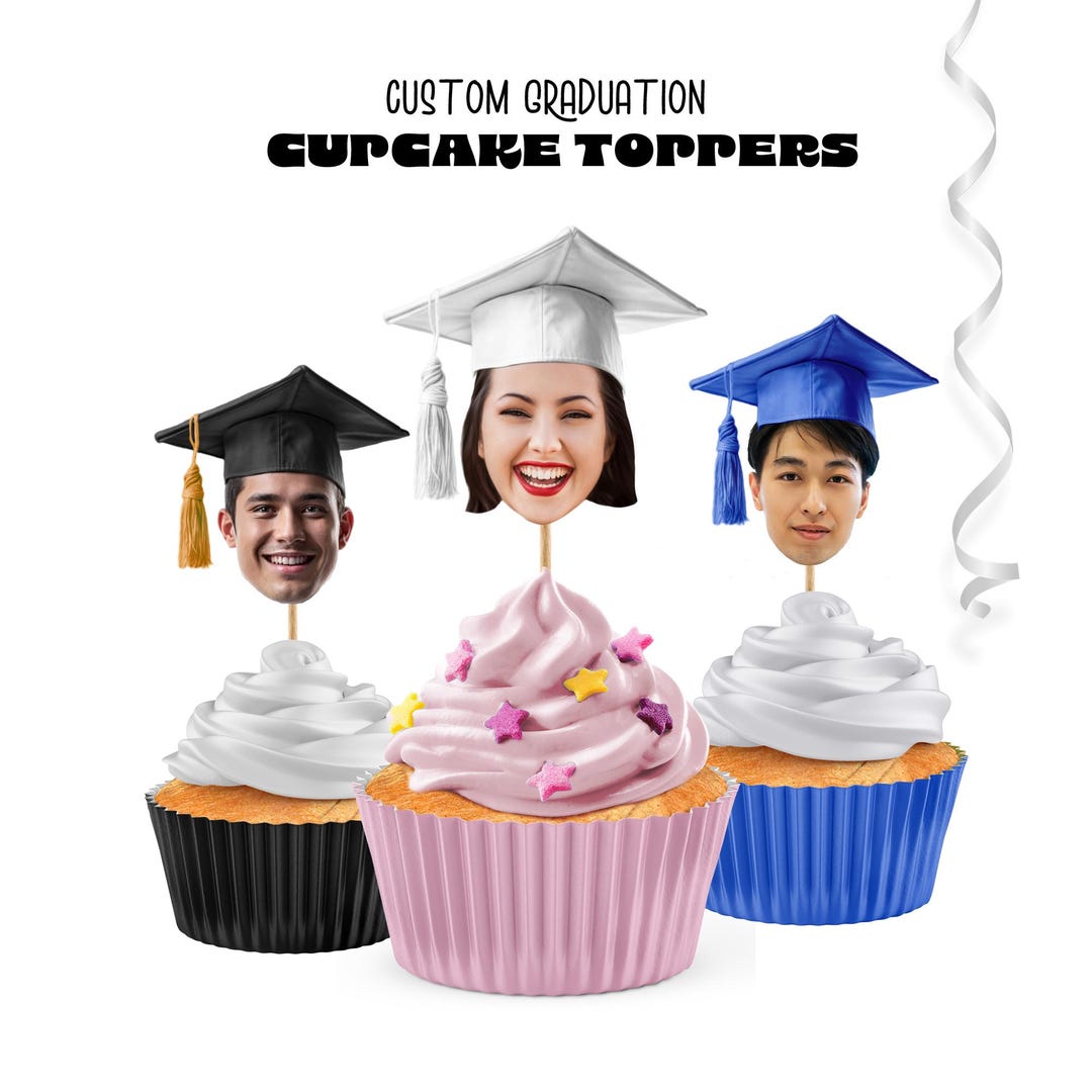 Personalized Graduation Cupcake Toppers. Graduate Party Face Cupcake ...