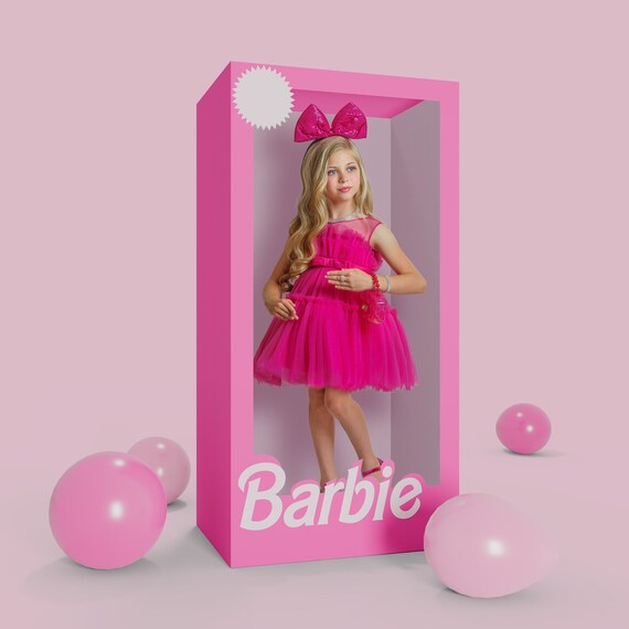 Barbie Doll Digital Background Pink Box With Balloons - Etsy