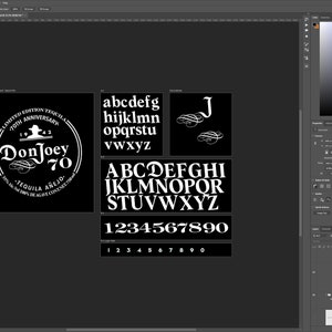 Don Julio 70th Anniversary label template in Photoshop. White Letter version for dark background.