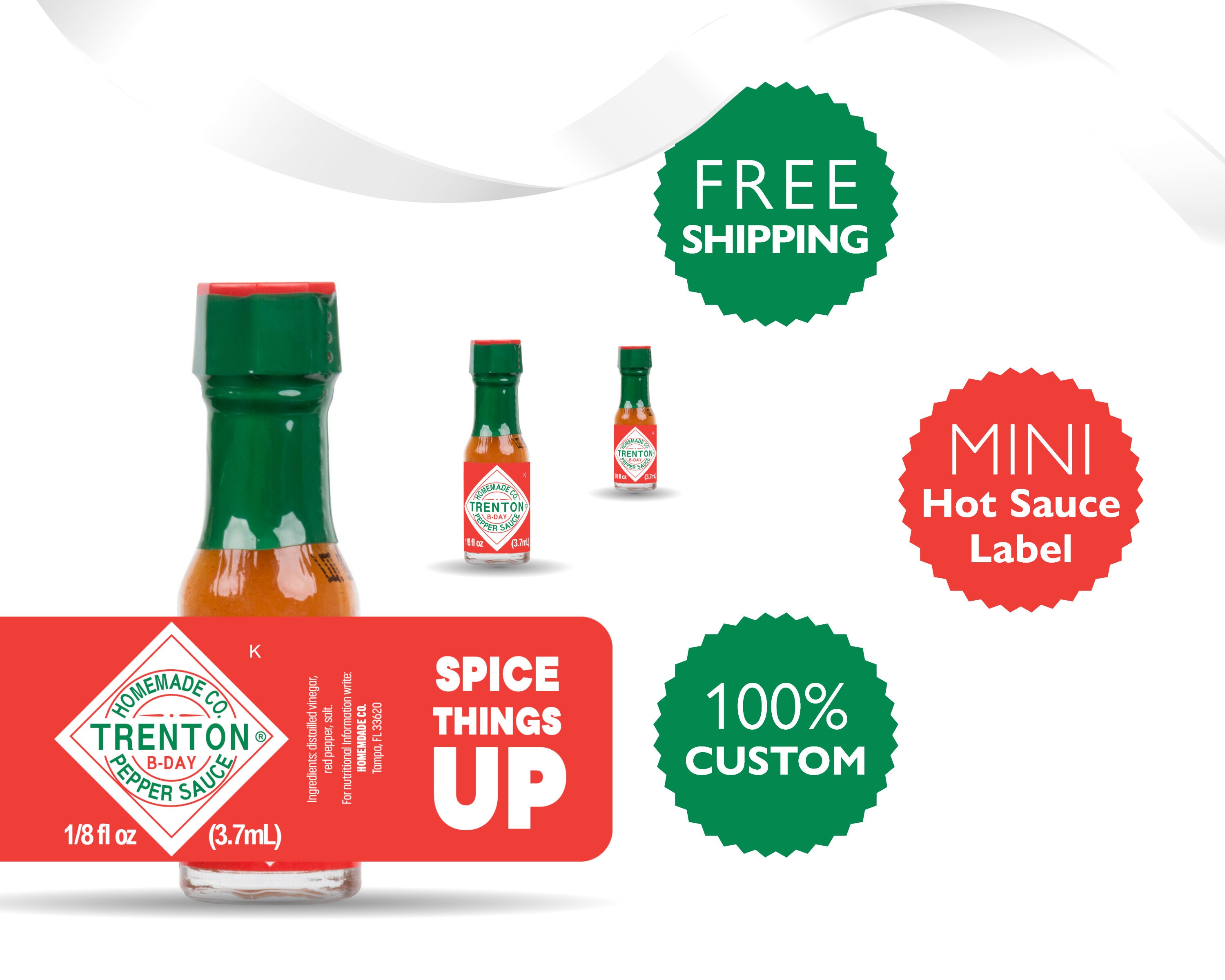 Mini Tabasco Hot Sauce Keychain - Includes 3 Mini Hot Sauce Bottles (.35oz)  With Travel Hot Sauce Key Chain With Refillable Funnel - Red Tabasco Hot