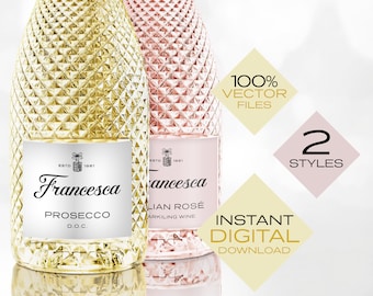 Prosecco Champagne Wine Label label. Easy to customize printable label. Instant digital download. Realistic label template.