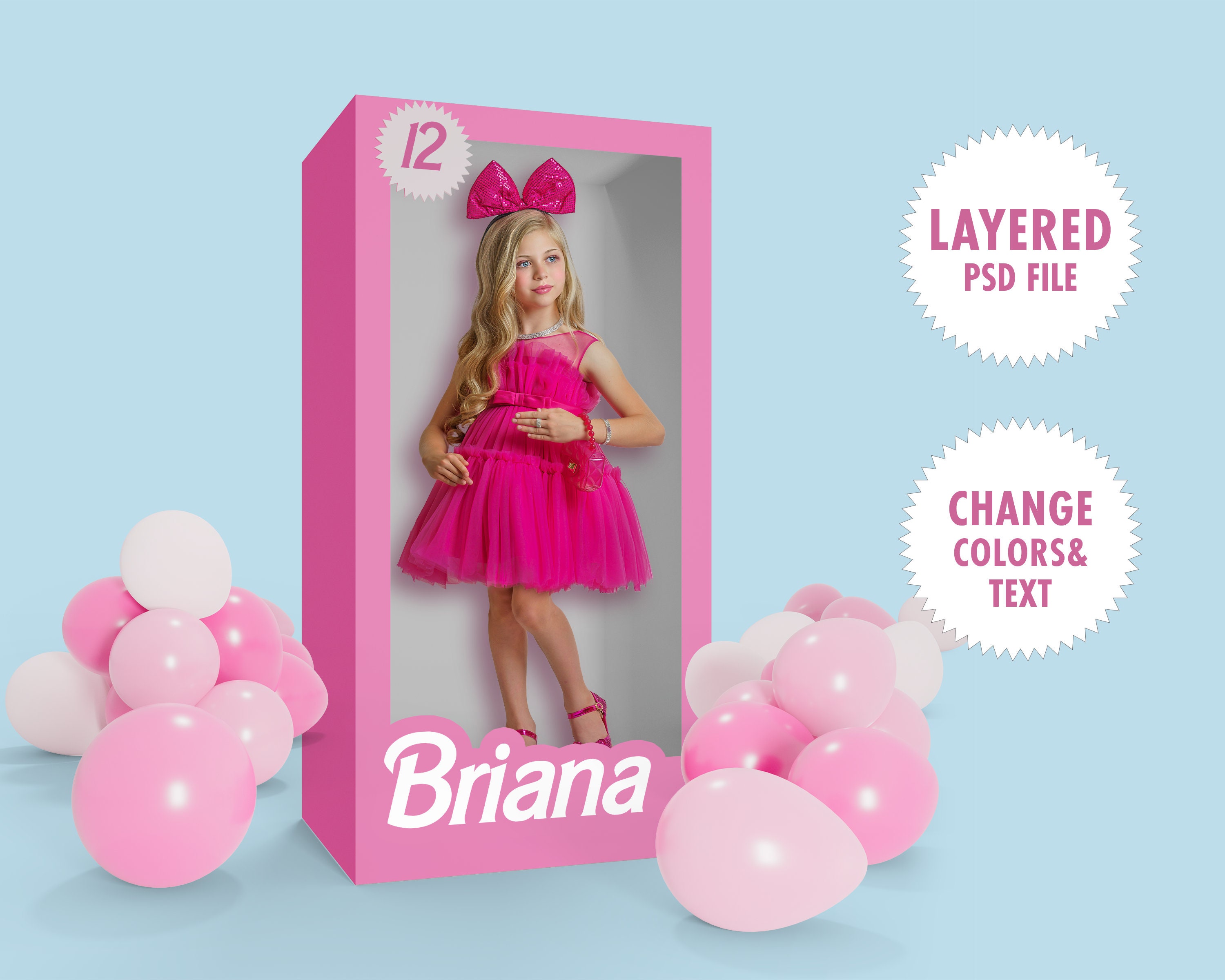 Barbie Doll Box Photo Backdrop Personalized Step Repeat Designed