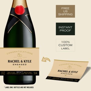 Custom Champagne Label. 750ml. Free US shipping.