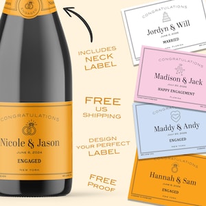 Custom Champagne Label: Personalized Wedding, Engagement, Bachelorette Party Favors