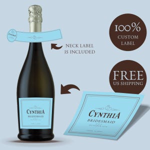 Benutzerdefinierte Prosecco-Champagner-Etikett - Brautjungfer Vorschlag Geschenk - Champagner Geburtstagsgeschenke. Kostenloser US Versand.