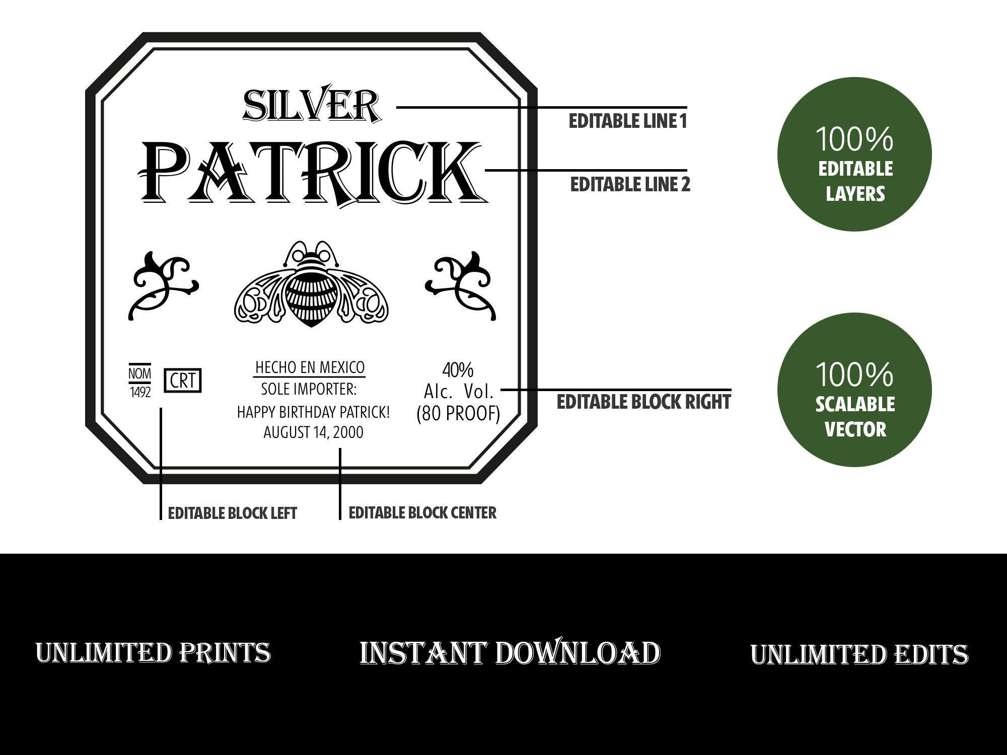 Patron Bottle Label for Customizations, Tequila Editable Label. Printable Birthday Present for Patron Lovers. - Etsy patron-bottle-label-for-customizations-tequila-editable-label-printable-birthday-present-for-patron-lovers-etsy