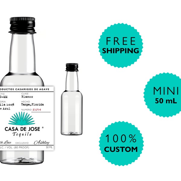 Custom Casamigos Mini 50ml Tequila Labels.  Personalize with your order. Free Proof and Free Shipping.