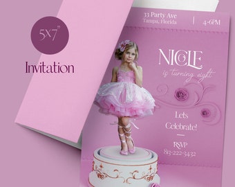Ballerina Invitation. Ballerina Music Box - Editable and Customizable 5x7" Party Invite. Instant Download.