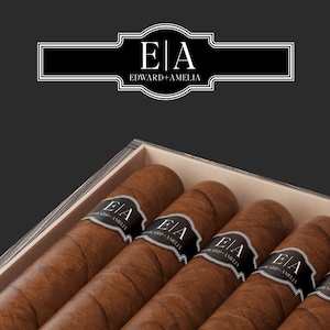 Custom Cigar Labels. Wedding Cigar Bands with Initials. Cigar Labels with Monogram.  Wedding Favors.