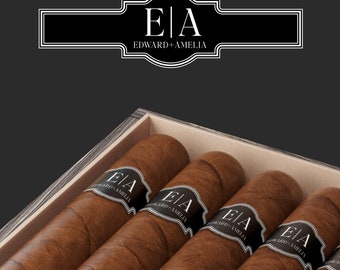 Etiquetas de cigarros personalizadas. Bandas de cigarros de boda con iniciales. Etiquetas de cigarros con monograma. Favores de la boda.