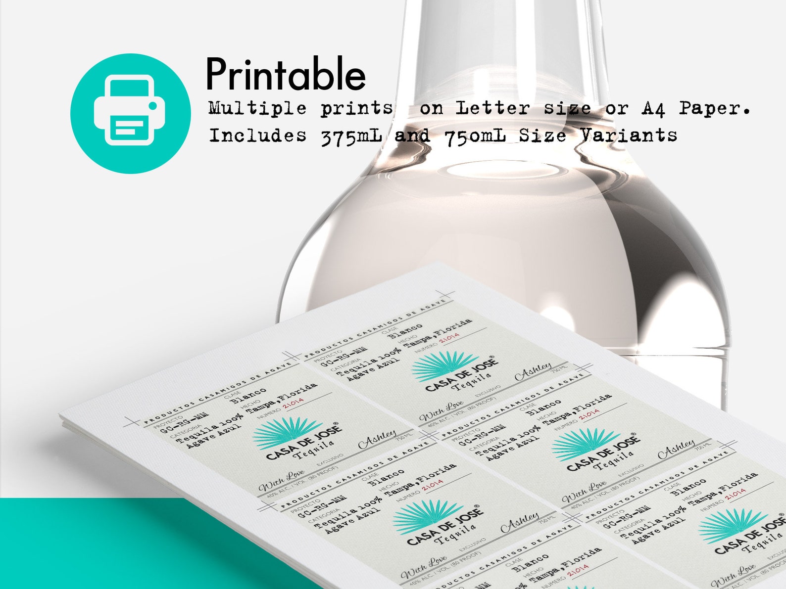 Casamigos Tequila Label for Customization. Printable and Etsy