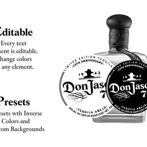 Editable Don Julio Label. 70th Anniversary.