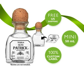 Aangepast Patron Mini-label. 50 ml Tequila-etiket voor personalisatie. Cadeau voor patroonliefhebbers.
