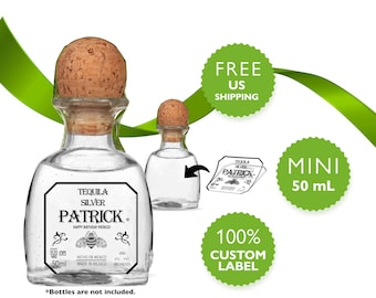 Aangepast Patron Mini-label. 50 ml Tequila-etiket voor personalisatie. Cadeau voor patroonliefhebbers.