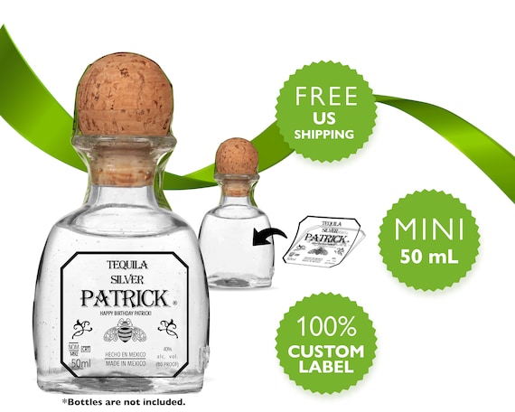 Custom Tequila Mini Label: Personalized Patron Style (50ml)