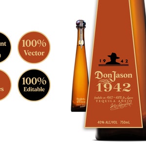 Don Julio 1942 Label for Customization - Instant Digital Download - Editable Template