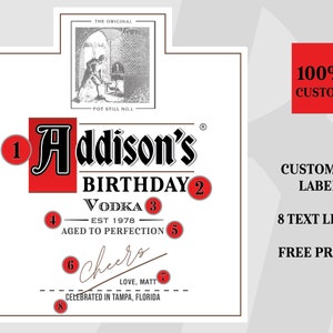Custom Mini 50ml Vodka Labels. Personalize With Your Order. Free Proof