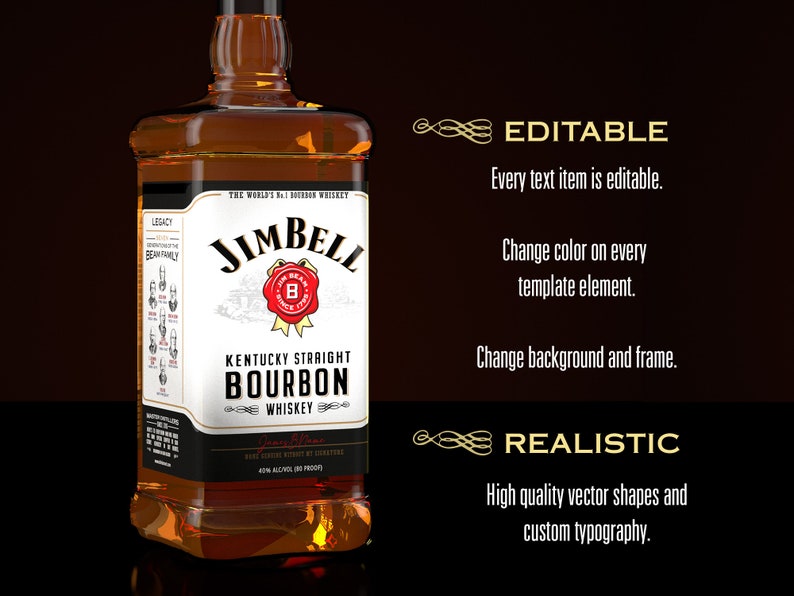 Jim Beam Label. Easy to Customize Printable Label. Instant - Etsy