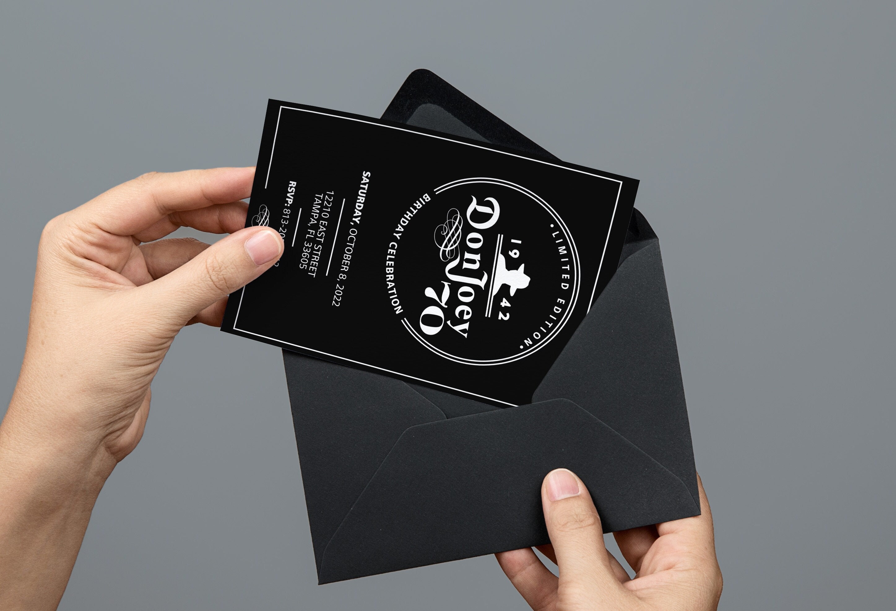 Don Julio 70th Anniversary Themed Invitation Card template for customization - Instant Digital Download