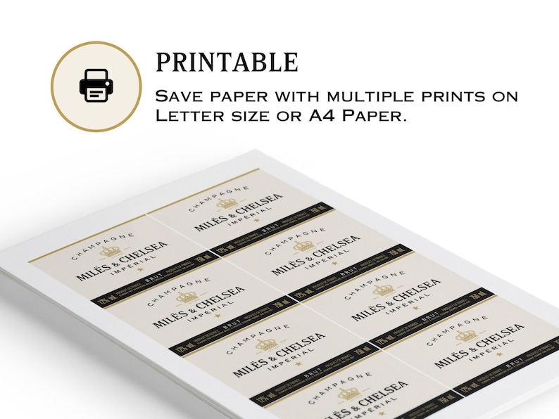 Champagne Label. Easy to Customize Printable Label. Instant - Etsy