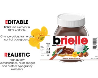 Buy Nutella Label Easy to Customize and Print Hazelnut