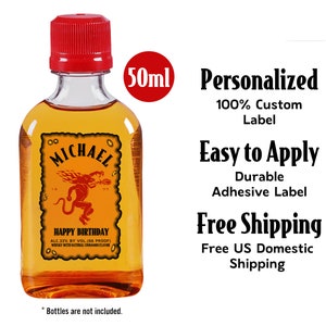 Custom Mini Cinnamon Whisky Label: Personalized Party Favor
