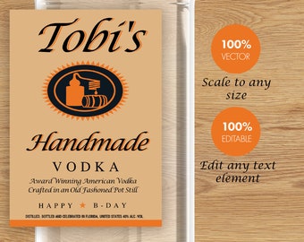 Titos Vodka Label, Personalize Tito's Bottle Label. Instant, Editable and Printable vodka label template.