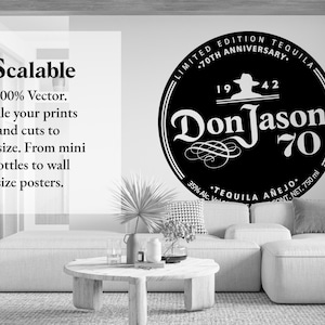 Don Julio Label. 70th Anniversary. Scalable Vector.