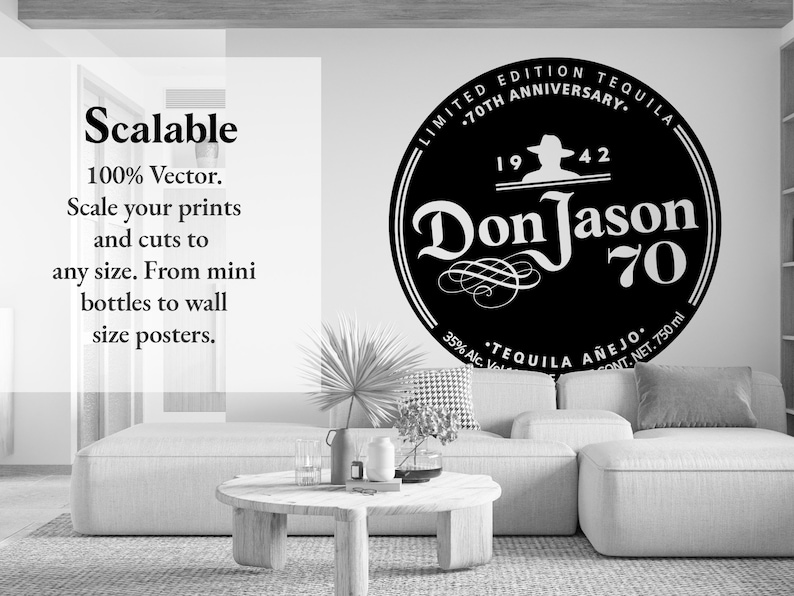 Don Julio Label. 70th Anniversary. Scalable Vector.