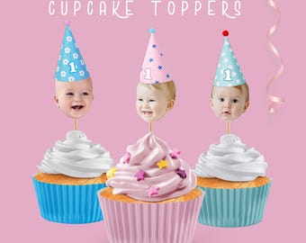 Custom Face Cupcake Toppers - Personalized Photo Party Decor, Head Cutouts for Birthdays.