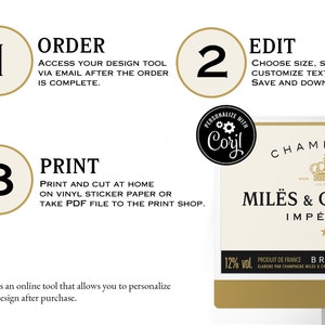 Champagne Label. Easy steps to customize and personalize.