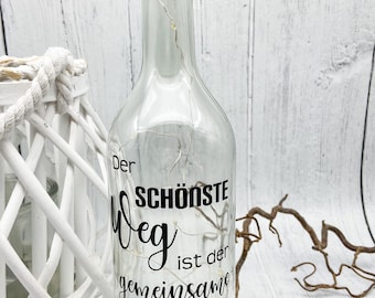 Beleuchtete Flasche Geschenkidee zur Hochzeit, Verlobung, für Verliebte