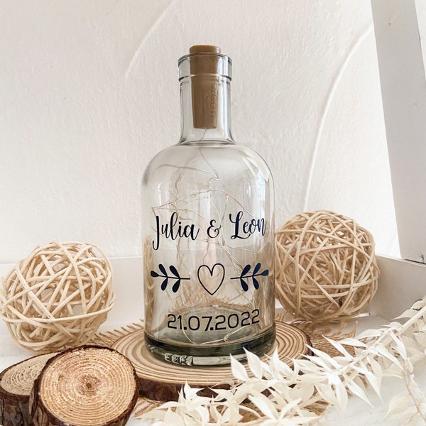 Illuminated bottle / bottle light / wedding gift / engagement gift / personalized wedding gifts / gift to the bride and groom