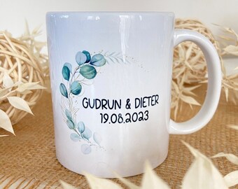 Cup / eucalyptus / partner cups / personalized cups for the wedding / wedding gift