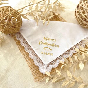 Weißes Taschentuch mit Spitze zur Konfirmation